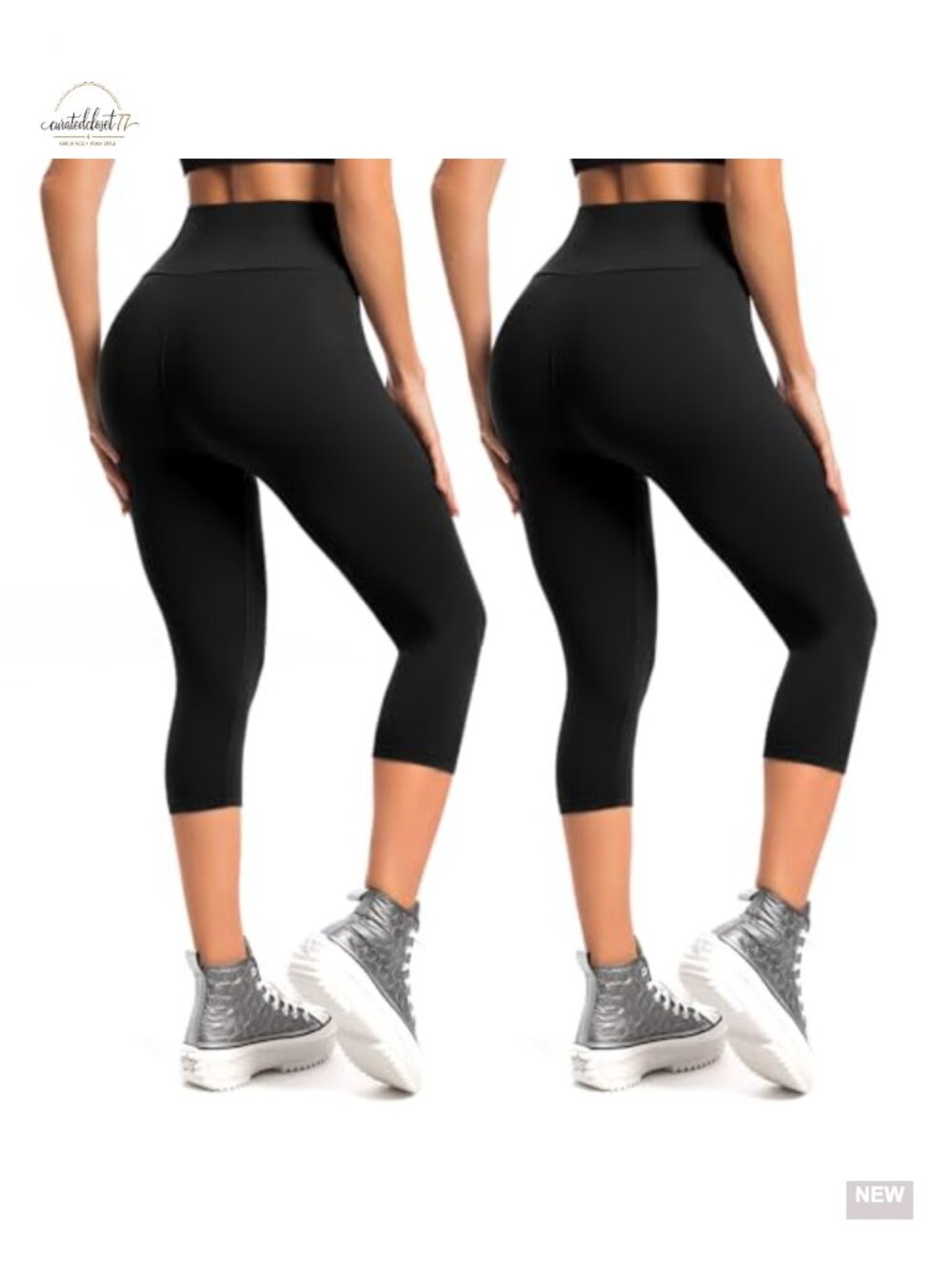 2-Pack High Waist Capri Yoga Leggings Women Buttery Soft 4-Way Stretch